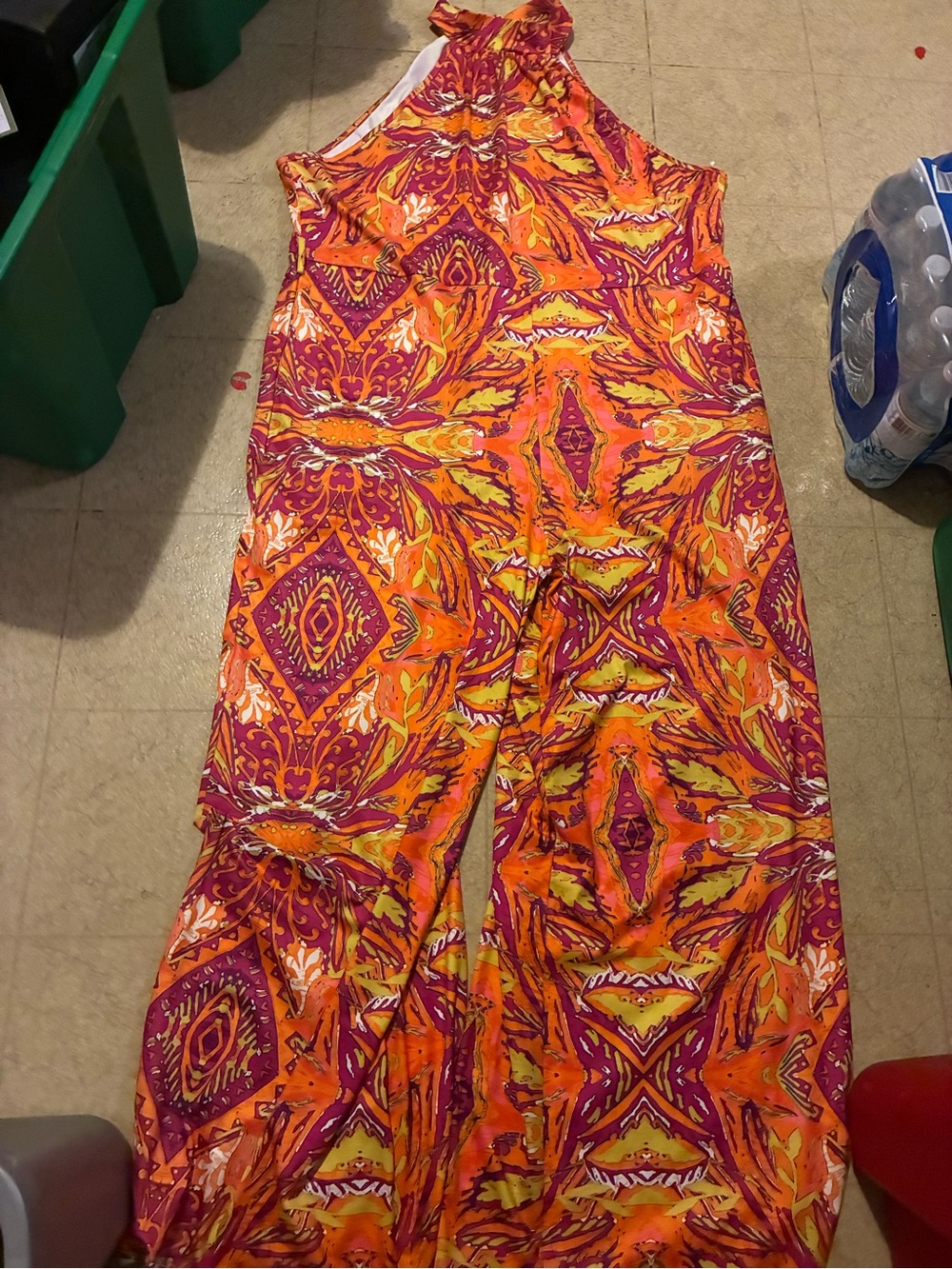 Women halter top paisley print jumpsuit size 5XL